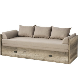 MALCOLM LOZ/80/160 cappucino, rozkladacia posteľ s matracom a vankúšmi