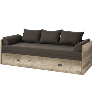 MALCOLM LOZ/80/160 hnedá, rozkladacia posteľ s matracom a vankúšmi