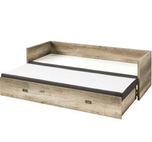 MALCOLM LOZ/80/160 hnedá, rozkladacia posteľ s matracom a vankúšmi