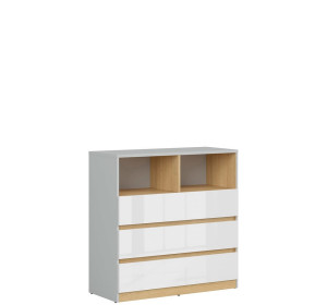 NANDU KOM3S biely lesk, komoda