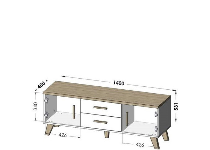 ELIS biela 2D2S 140, TV stolík