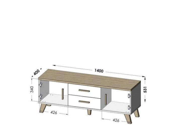 ELIS dub wotan/čierna 2D2S 140, TV stolík