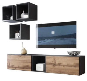 RAFA antracit/dub wotan 08, obývačková zostava