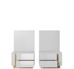 CITY biely lesk KOM2S, nočný stolík (sada 2 ks) s LED osvetlením