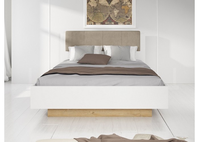 CITY biely lesk LOZ160, manželská posteľ 160x200 cm s úložným priestorom