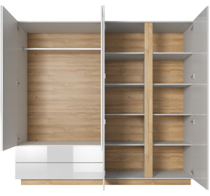 CITY biely lesk SZF220, šatníková skriňa