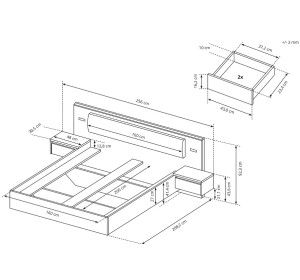 IBERIA LOZ160, manželská posteľ 160x200 cm s nočnými stolíkmi