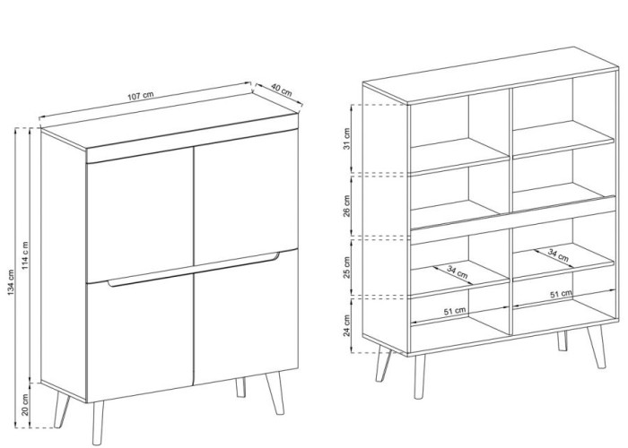 NORDI biely lesk NK107, komoda