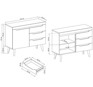 NORDI biely lesk NKSZ107, komoda NORDI biely lesk NKSZ107, komoda