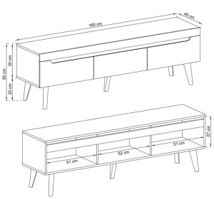 NORDI biely lesk NRTV160, TV stolík NORDI biely lesk NRTV160, TV stolík