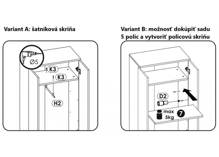 GEMINI 2D šatníková skriňa