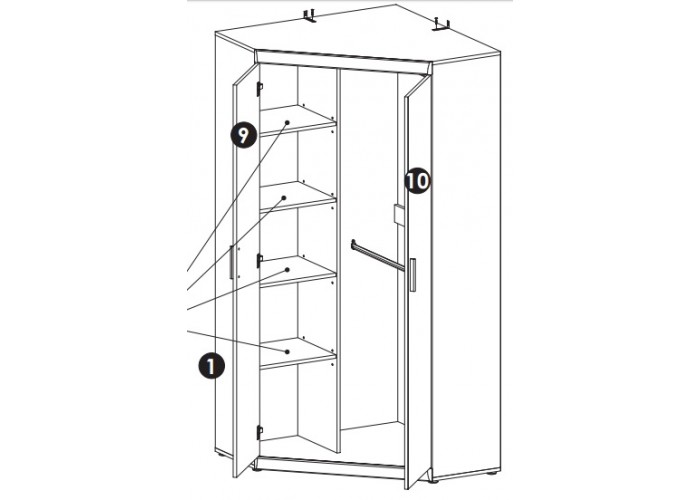 IRDEEN orech 21, rohová šatníková skriňa