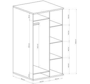 CALI C01, šatníkovo-policová skriňa