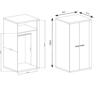NATURAL N01, šatníková skriňa