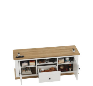 MEZO biela/dub MZ15, TV stolík MEZO biela/dub MZ15, TV stolík