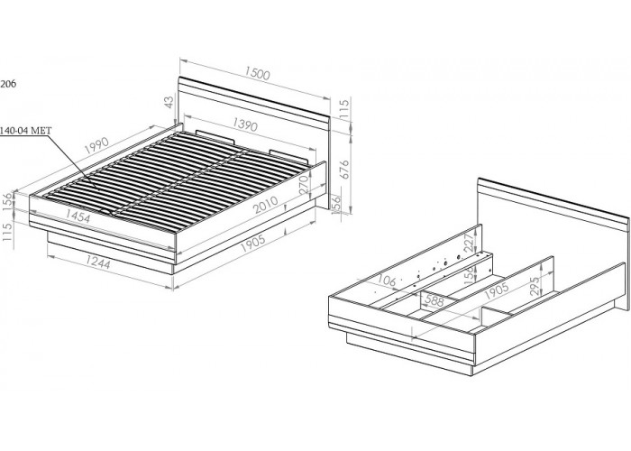 BLANCO 34, manželská posteľ 140x200 cm s úložným priestorom