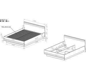BLANCO 35, manželská posteľ 160x200 cm s úložným priestorom