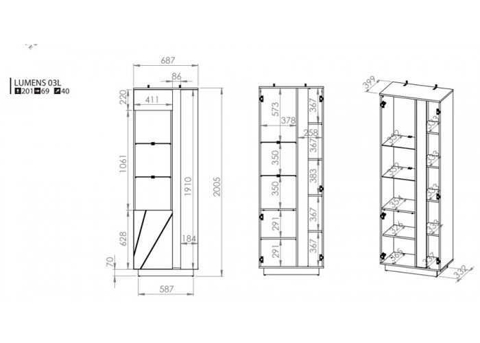 LUMENS 03 L vitrína ľavá