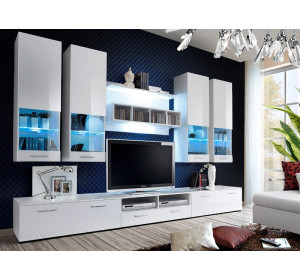 DORADE III biela/biely lesk, obývacia stena