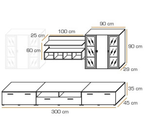 QUADRO biela/biely lesk, obývacia stena