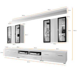 ICELAND biela/biely lesk, obývacia stena