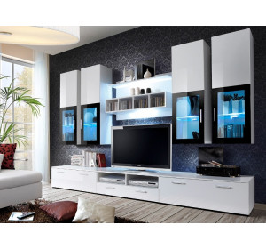 LYRA biela/biely lesk, obývacia stena