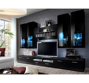 LYRA čierna/čierny lesk, obývacia stena