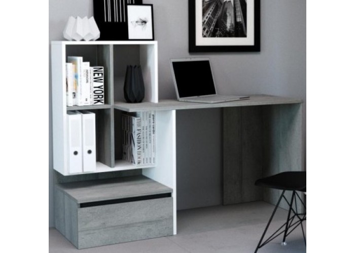NEREO beton/biela, písací stolík