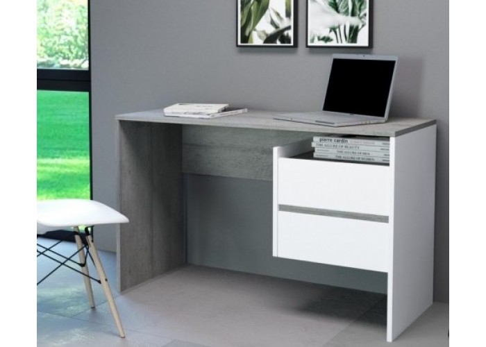 TULIO beton/biela, písací stolík