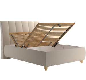 Blanar ALICE béžová, čalúnená posteľ 140x200 cm s úložným priestorom 