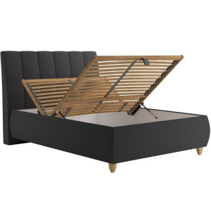 Blanar ALICE grafitová sivá, čalúnená posteľ 140x200 cm s úložným priestorom 