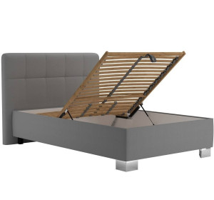 Blanar KELLY ENJOY svetlosivá, jednolôžková čalúnená posteľ 90x200 cm s úložným priestorom 