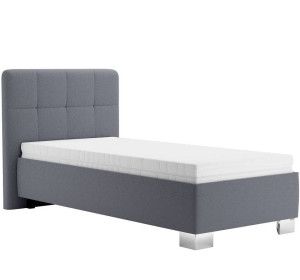 Blanar KELLY sivá, jednolôžková čalúnená posteľ 90x200 cm s úložným priestorom 