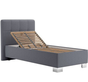 Blanar KELLY sivá, jednolôžková čalúnená posteľ 90x200 cm s úložným priestorom 