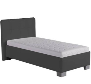 Blanar KELLY LOFT sivá ekokoža, jednolôžková čalúnená posteľ 90x200 cm s úložným priestorom 