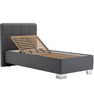 Blanar KELLY LOFT sivá ekokoža, jednolôžková čalúnená posteľ 90x200 cm s úložným priestorom 
