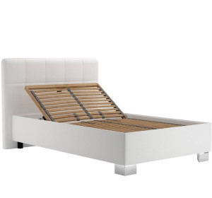 Blanar KELLY LOFT biela ekokoža, čalúnená posteľ 120x200 cm s úložným priestorom 