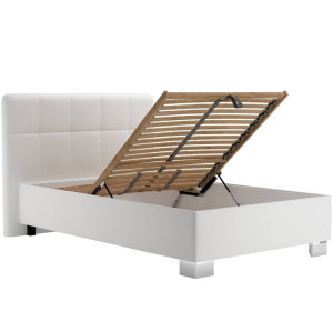 Blanar KELLY LOFT biela ekokoža, čalúnená posteľ 120x200 cm s úložným priestorom 