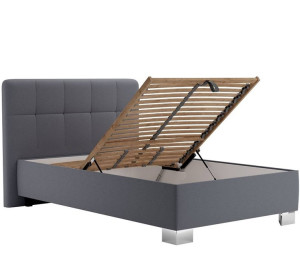Blanar KELLY sivá, čalúnená posteľ 120x200 cm s úložným priestorom 