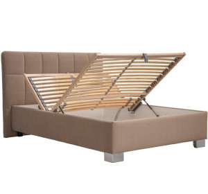 Blanar KELLY svetlohnedá, čalúnená posteľ 140x200 cm s úložným priestorom 
