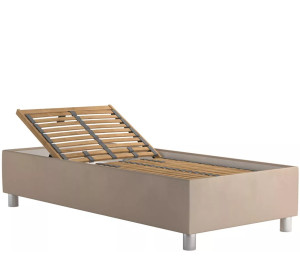 Blanar NEPTUN béžová, jednolôžková čalúnená posteľ 90x200 cm s úložným priestorom 