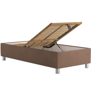 Blanar NEPTUN hnedá, jednolôžková čalúnená posteľ 90x200 cm s úložným priestorom 
