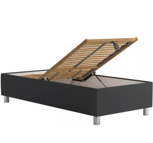 Blanar NEPTUN sivá grafitová, jednolôžková čalúnená posteľ 90x200 cm s úložným priestorom 