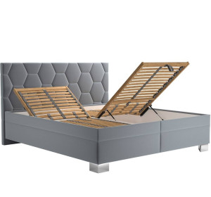 Blanar PATRICIA sivá, vysoká manželská posteľ s úložným priestorom 180x200 cm