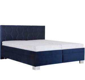 Blanar PATRICIA tmavomodrá, vysoká manželská posteľ s úložným priestorom 180x200 cm