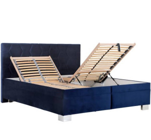 Blanar PATRICIA tmavomodrá, vysoká manželská posteľ s úložným priestorom 180x200 cm