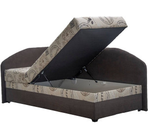 Blanar TURI 4 hnedá ľavá, čalúnená rohová posteľ 90x200 cm s roštom a matracom