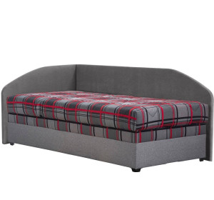 Blanar TURI 5 sivá ľavá, čalúnená rohová posteľ 90x200 cm s roštom a matracom