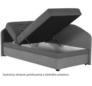 Blanar TURI 5 sivá ľavá, čalúnená rohová posteľ 90x200 cm s roštom a matracom