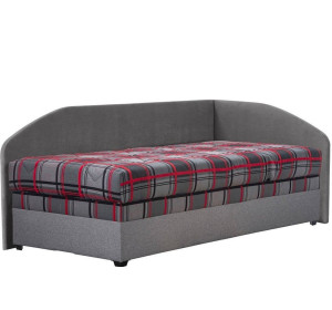 Blanar TURI 5 sivá pravá, čalúnená rohová posteľ 90x200 cm s roštom a matracom